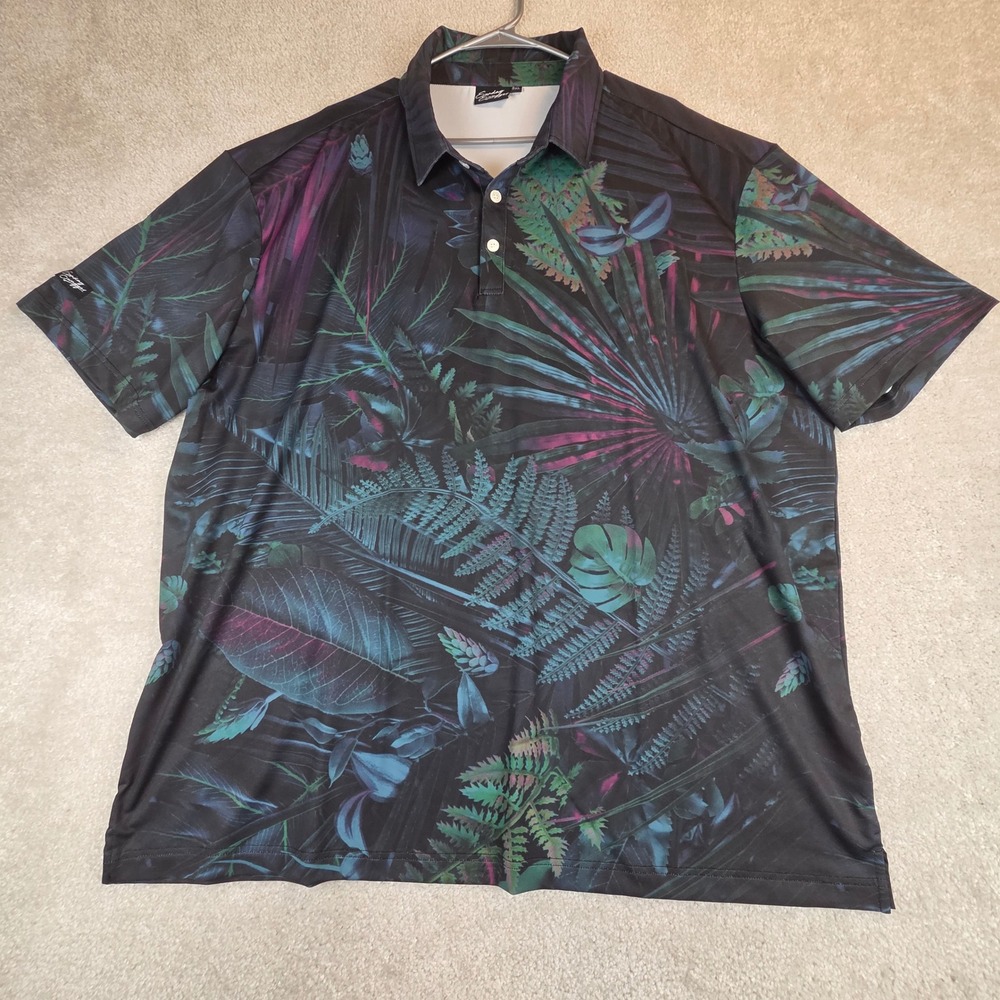 Sunday Swagger Mens 3XL Tropical‎ Botanical Print Performance Golf Polo
